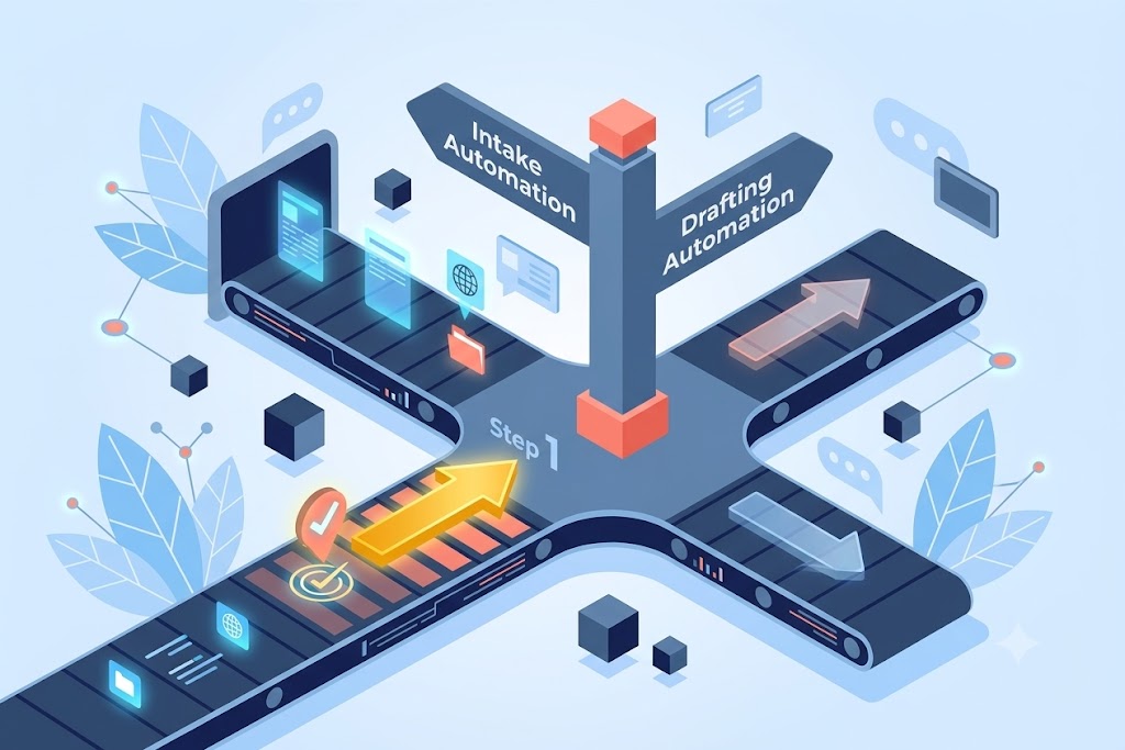 Intake versus drafting automation decision framework illustration