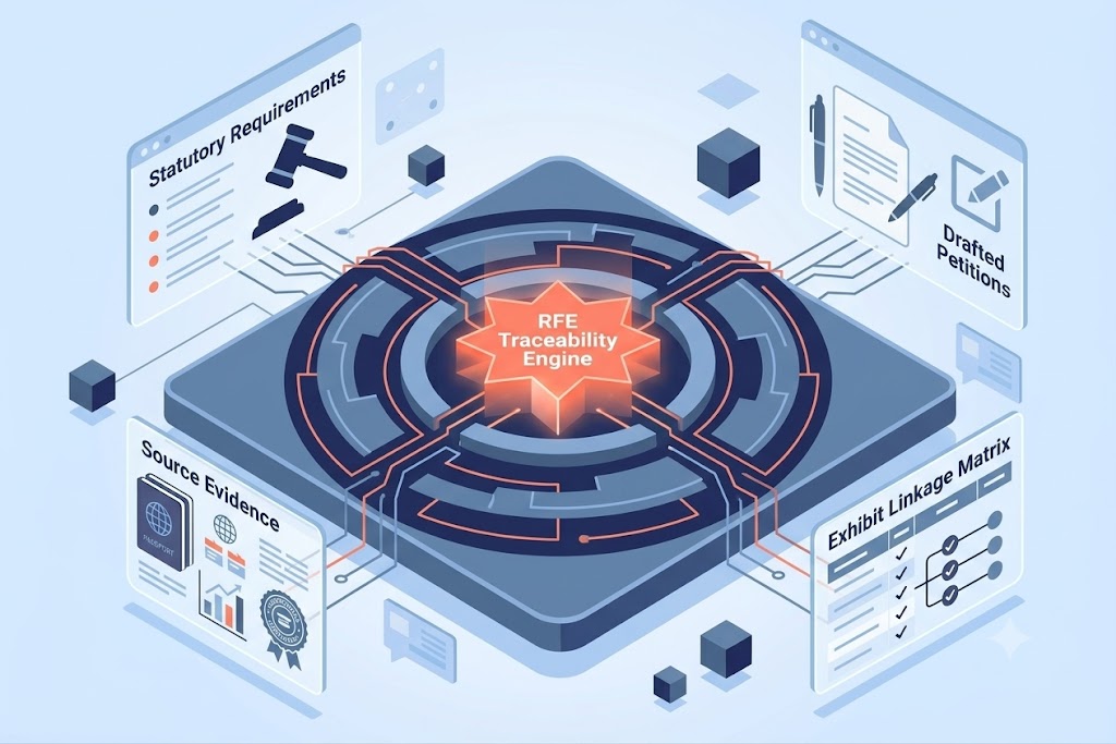 RFE drafting with exhibit traceability illustration